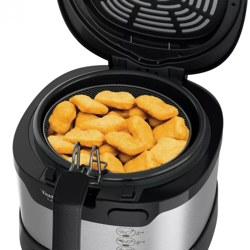 Tefal Uno FF215D vienos talpos 1,8 L atskirai pastatoma 1600 W gruzdintuvė Juoda, Nerūdijantis plienas