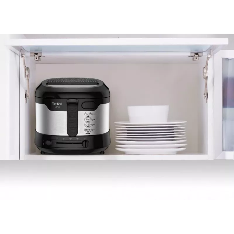 Tefal Uno FF215D vienos talpos 1,8 L atskirai pastatoma 1600 W gruzdintuvė Juoda, Nerūdijantis plienas