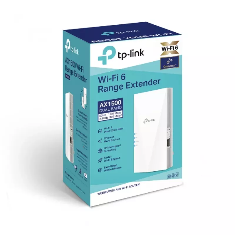 TP-Link RE500X tinklo stiprintuvas Tinklo siųstuvas ir imtuvas Baltas 1000 Mbit/s