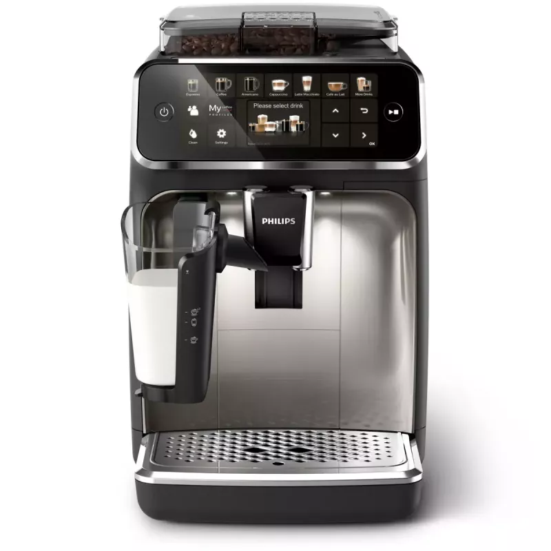 Espresso aparatas Philips EP5447/90 — pilnai automatinis, 1,8 L vandens talpa, 275 g pupelių talpykla, 15 barų, 0,26 L pieno talpykla
