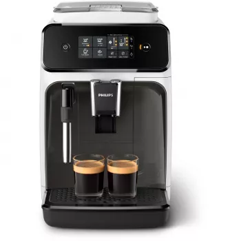 Espresso aparatas Philips 1200 serijos EP1223/00 — 1,8 L vandens bakas, įmontuotas malūnėlis, 275 g pupelių talpa, 1500 W, baltas