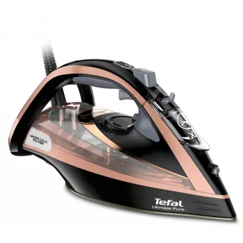 Tefal Ultimate Pure FV9845 garų lygintuvas, 3200 W, Durilium AirGlide Autoclean padas, 60 g/min nuolatiniai garai, 260 g/min garų impulsas, 350 ml bakelis, vertikalūs garai, juodas/varinis