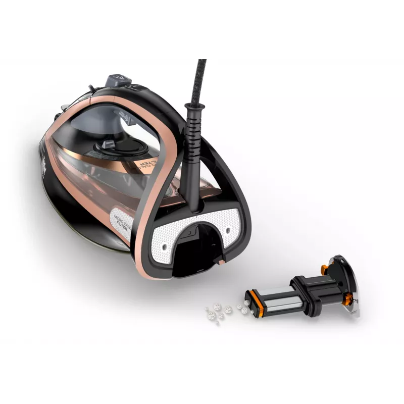 Lyginimo lygintuvas Tefal FV9845 — 3200 W, 60 g/min nuolatinis garas, 350 ml bakelis, vertikalus garas, 1,45 kg, juoda/varinė