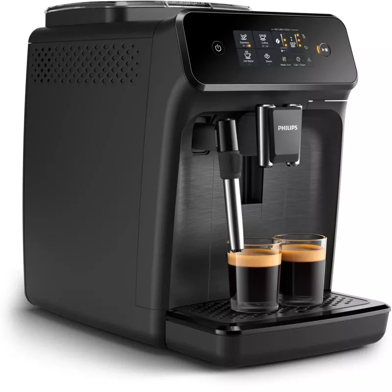 Espresso aparatas Philips EP1220/00 — pilnai automatinis, 1,8 L vandens talpa, 275 g pupelių talpykla, 15 barų, keraminis malūnėlis, 12 malimo nustatymų, juodas