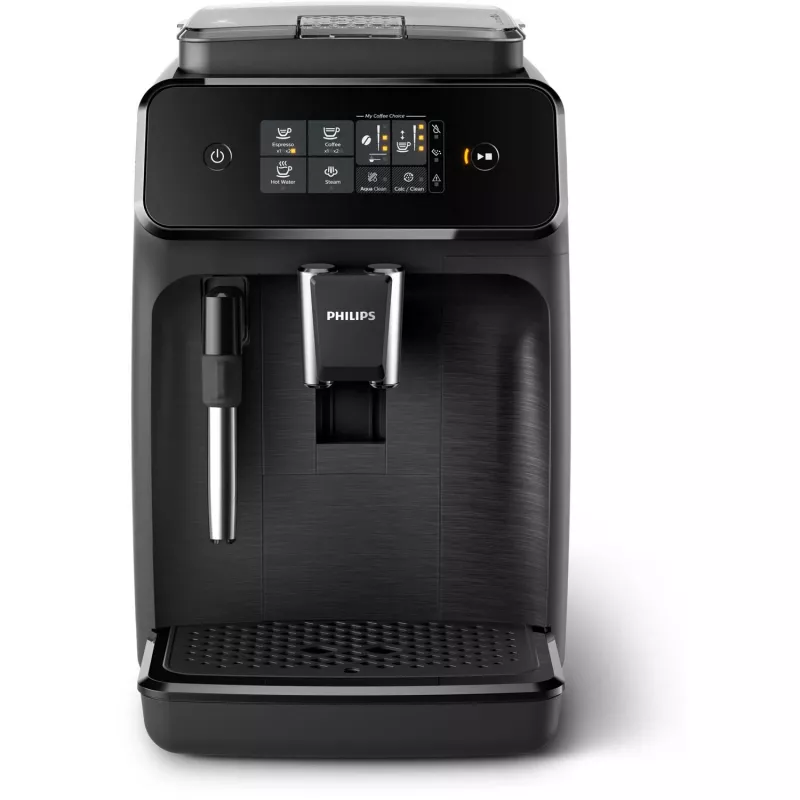 Espresso aparatas Philips EP1220/00 — pilnai automatinis, 1,8 L vandens talpa, 275 g pupelių talpykla, 15 barų, keraminis malūnėlis, 12 malimo nustatymų, juodas