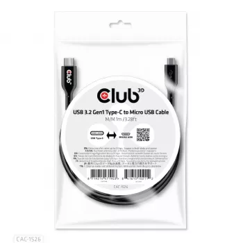 CLUB3D USB 3.2 Gen1 Type-C į Micro USB kabelis M/M 1 m /3.28 pėd.