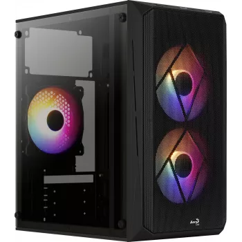 PC korpusas AEROCOOL CS107V2 Mini Tower – juodas, microATX/Mini-ITX, 2x120mm ventiliatoriai, 1x3,5 colio + 2x2,5 colio lizdai