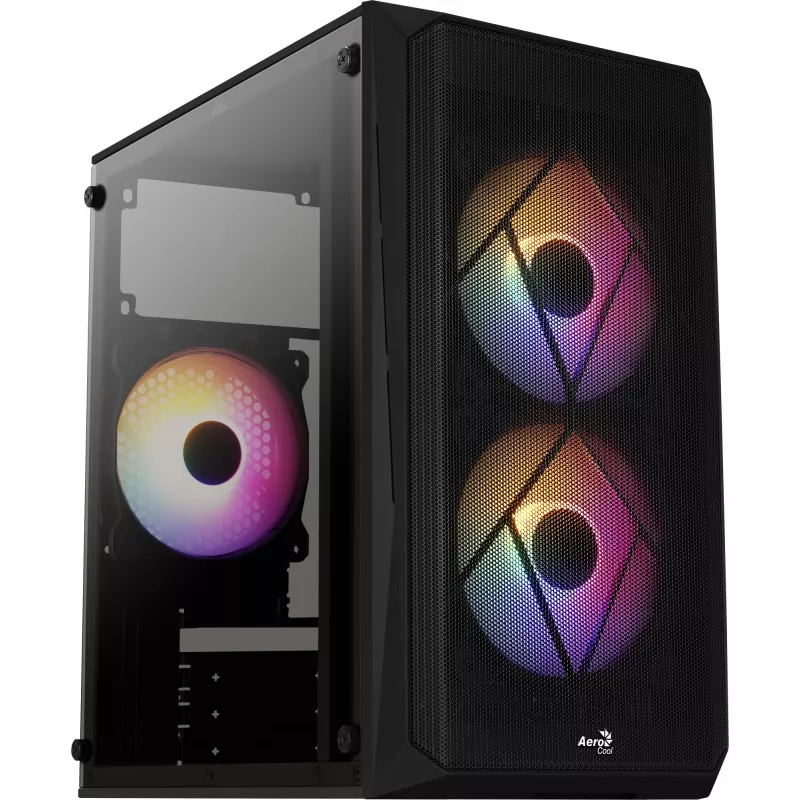 PC korpusas AEROCOOL CS107V2 Mini Tower – juodas, microATX/Mini-ITX, 2x120mm ventiliatoriai, 1x3,5 colio + 2x2,5 colio lizdai