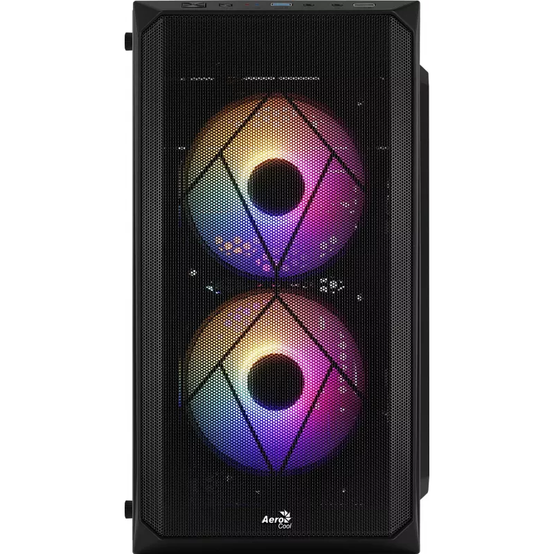 PC korpusas AEROCOOL CS107V2 Mini Tower – juodas, microATX/Mini-ITX, 2x120mm ventiliatoriai, 1x3,5 colio + 2x2,5 colio lizdai