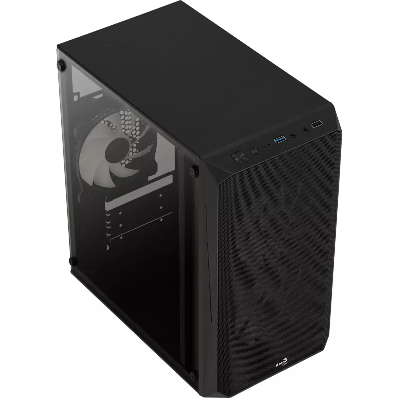 PC korpusas AEROCOOL CS107V2 Mini Tower – juodas, microATX/Mini-ITX, 2x120mm ventiliatoriai, 1x3,5 colio + 2x2,5 colio lizdai