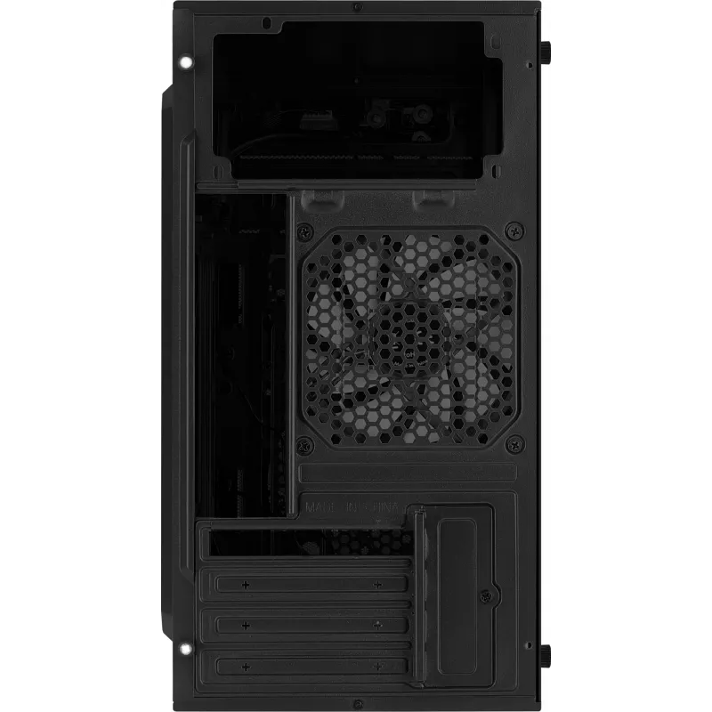 PC korpusas AEROCOOL CS107V2 Mini Tower – juodas, microATX/Mini-ITX, 2x120mm ventiliatoriai, 1x3,5 colio + 2x2,5 colio lizdai