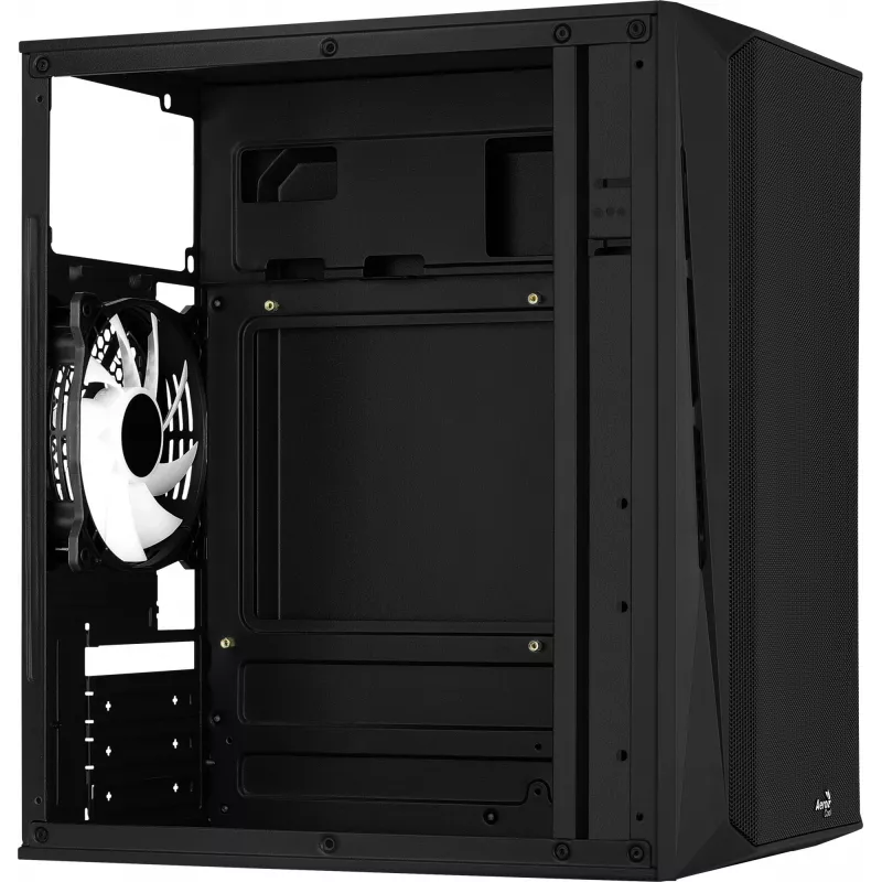 PC korpusas AEROCOOL CS107V2 Mini Tower – juodas, microATX/Mini-ITX, 2x120mm ventiliatoriai, 1x3,5 colio + 2x2,5 colio lizdai