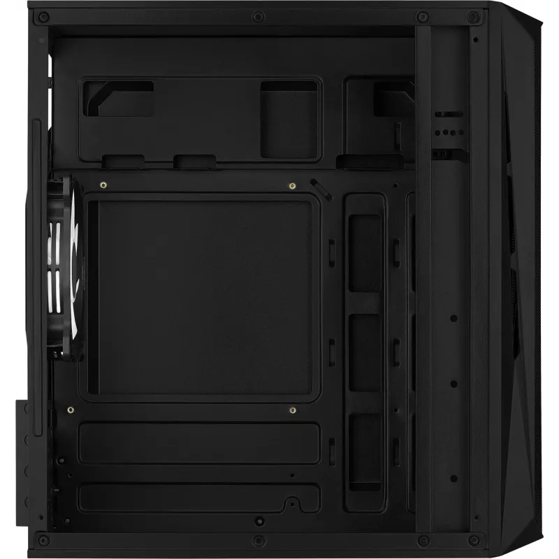 PC korpusas AEROCOOL CS107V2 Mini Tower – juodas, microATX/Mini-ITX, 2x120mm ventiliatoriai, 1x3,5 colio + 2x2,5 colio lizdai