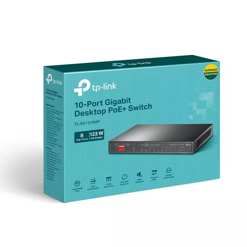 TP-Link TL-SG1210MP tinklo jungiklis Nevaldomas Gigabit Ethernet (10/100/1000) Power over Ethernet (PoE) Juoda