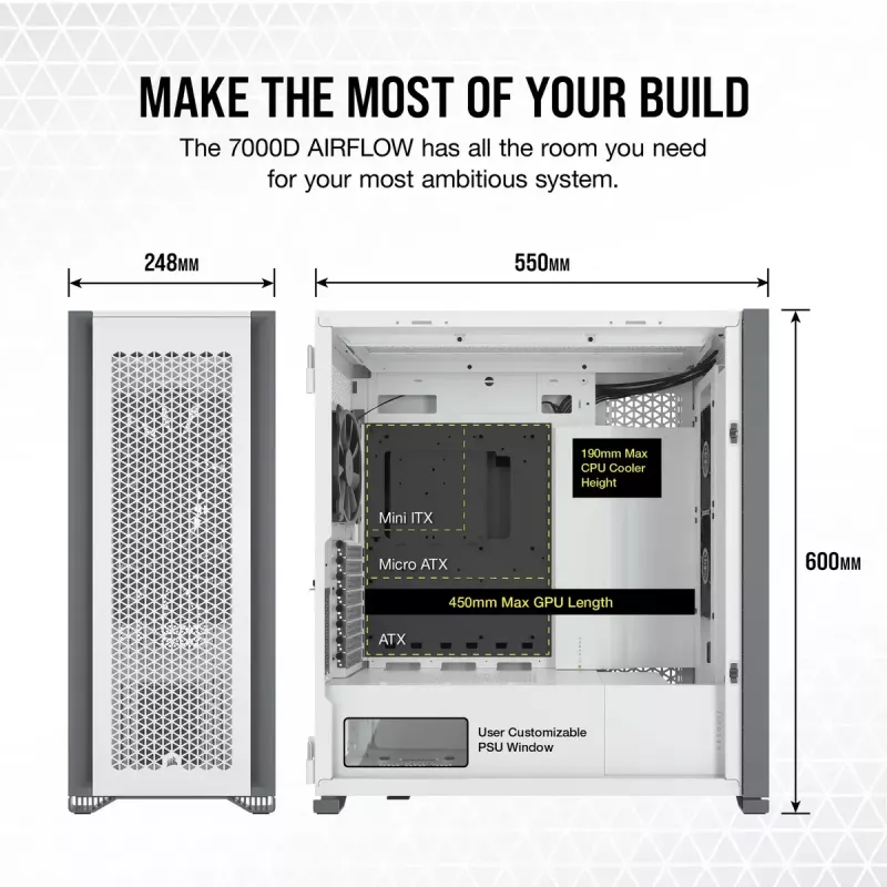 PC Case Corsair 7000D AIRFLOW Full Tower White