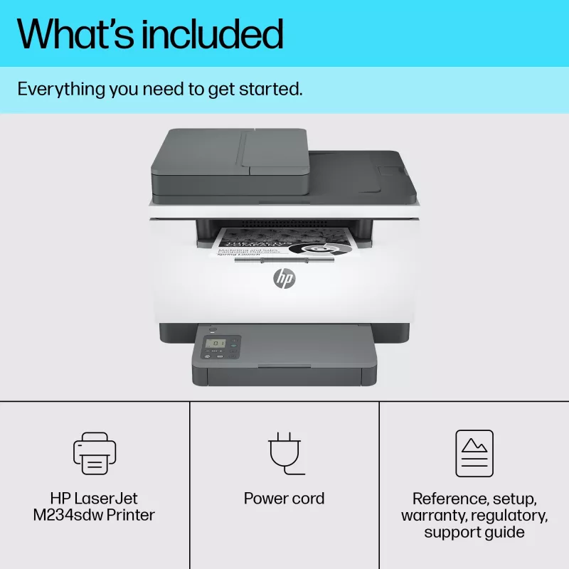 Daugiafunkcinis lazerinis spausdintuvas HP LaserJet MFP M234sdw — nespalvotas A4, 29 ppm, dvipusis, Wi‑Fi, Ethernet