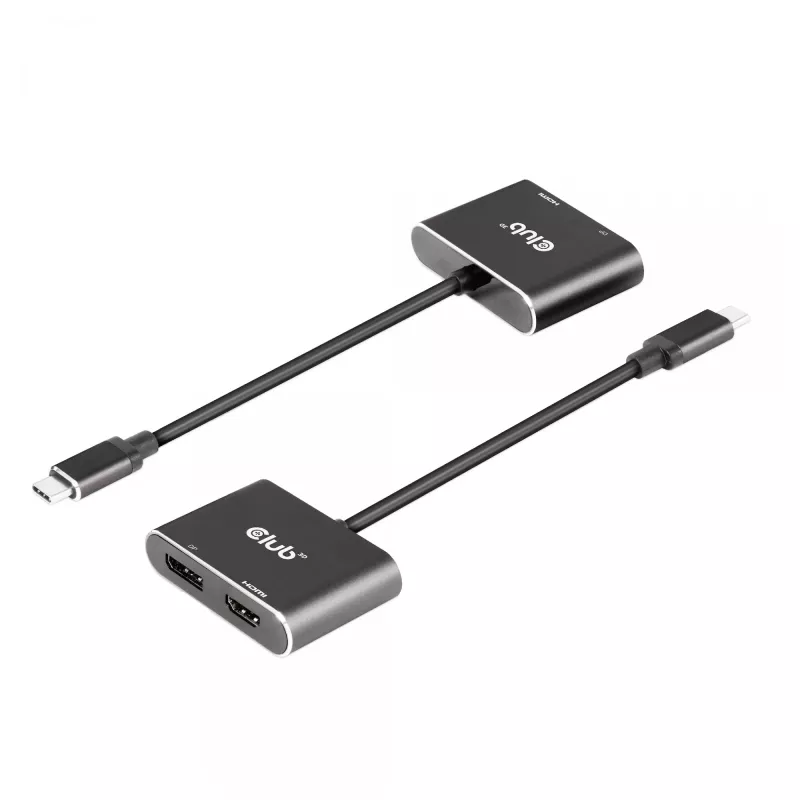CLUB3D MST šakotuvas USB3.2 Gen2 Type-C(DP Alt-Mode) į DisplayPort + HDMI 4K60Hz M/F