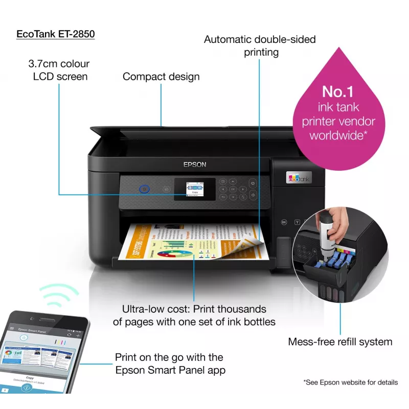 Epson EcoTank ET-2850 A4 daugiafunkcis belaidis rašalinis spausdintuvas