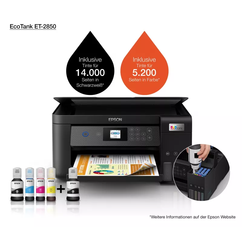 Epson EcoTank ET-2850 A4 daugiafunkcis belaidis rašalinis spausdintuvas