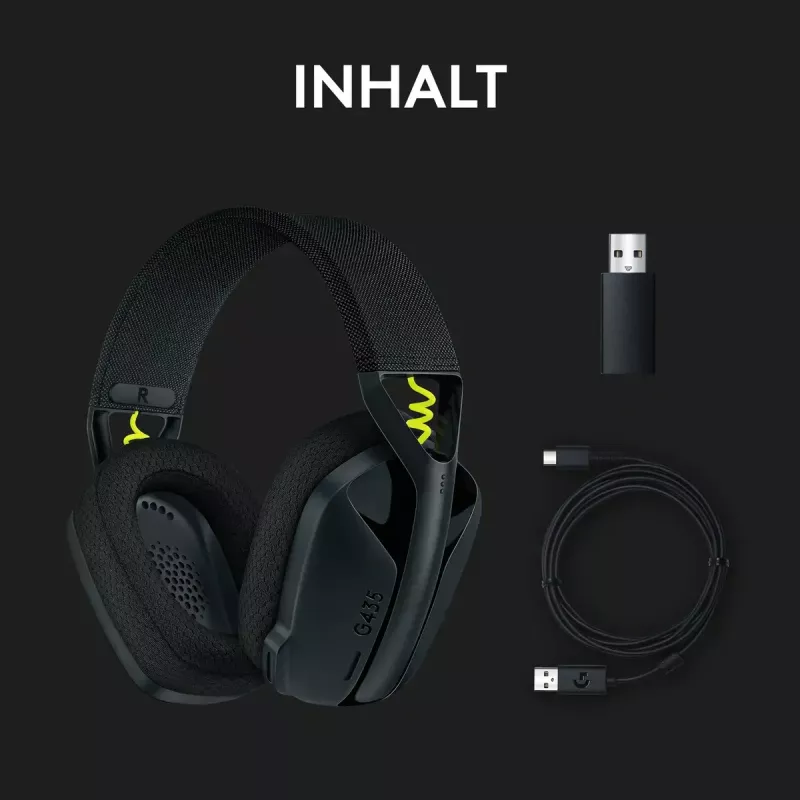 LOGITECH G435 Lightspeed belaidžiai žaidimų ausinės - juodos
