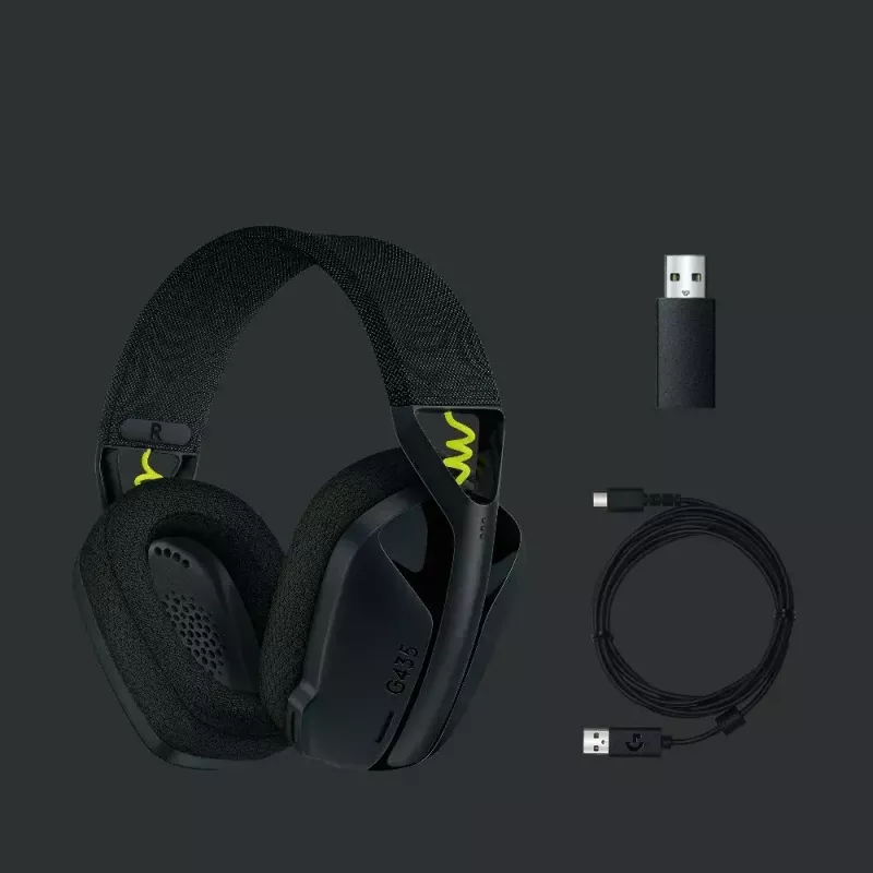 LOGITECH G435 Lightspeed belaidžiai žaidimų ausinės - juodos