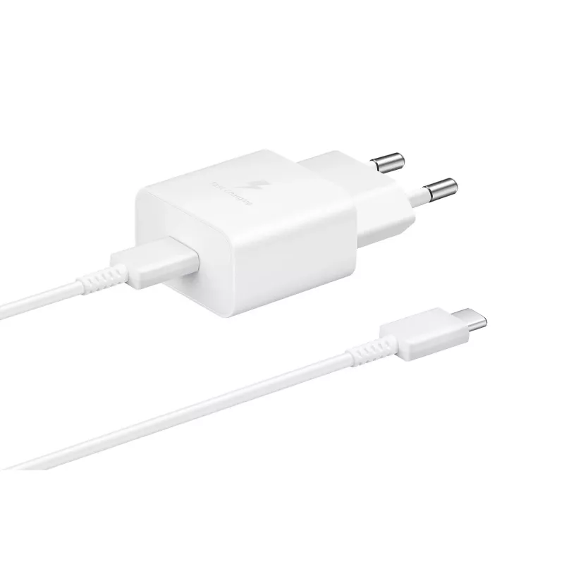 AC Indoor Fast Charger Samsung EP-T1510XWEGEU, USB-C 1-port, 5–9V, 1 m kabelis, White
