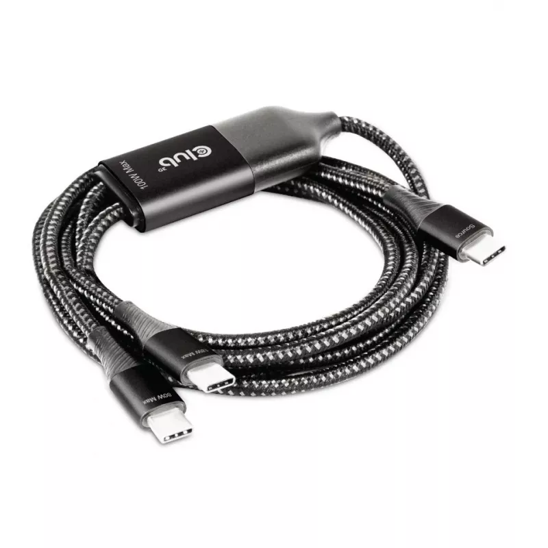 CLUB3D USB Type-C, Y įkrovimo laidas su 2x USB Type-C, iki 100 W, 1,83 m/6 pėd. M/M