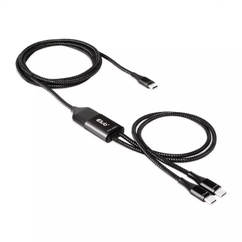 CLUB3D USB Type-C, Y įkrovimo laidas su 2x USB Type-C, iki 100 W, 1,83 m/6 pėd. M/M