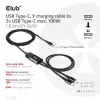 CLUB3D USB Type-C, Y įkrovimo laidas su 2x USB Type-C, iki 100 W, 1,83 m/6 pėd. M/M