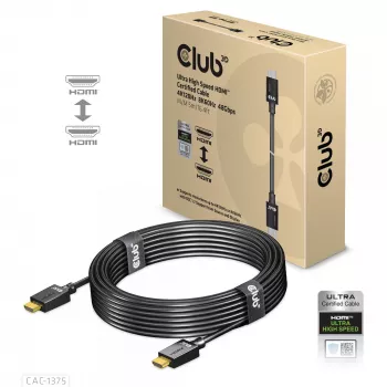 CLUB3D Ultra High Speed HDMI™ sertifikuotas kabelis 4K120Hz 8K60Hz 48Gbps M/M 5m/16.4ft