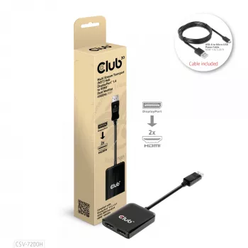 CLUB3D MST šakotuvas DisplayPort 1.4 į HDMI dviejų monitorių 4K60Hz M/F
