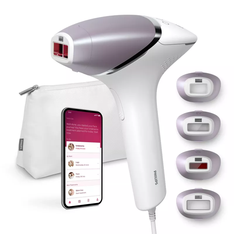 IPL plaukų šalinimo prietaisas Philips Lumea Prestige BRI947/00 su veido ir kūno priedais, 250000 blyksnių, odos tono jutiklis