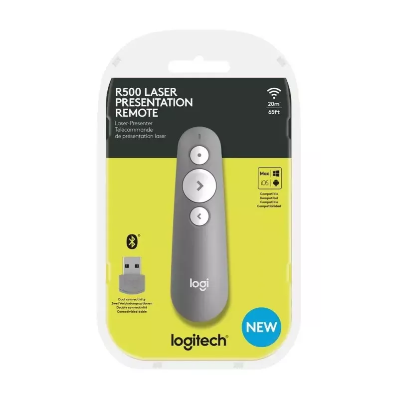 LOGITECH R500 lazerinis pristatymo pultelis pilkas