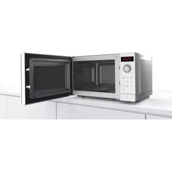 Mikrobangų krosnelė Bosch Serie 2 FFL023MW0 — 800 W, 20 L, 5 galios lygių, 270 mm sukamoji lėkštė, balta
