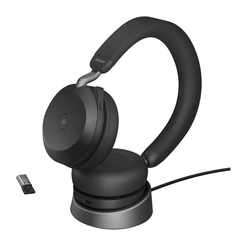 Jabra Evolve2 75 - USB-A MS Teams su stalo stovu - juoda