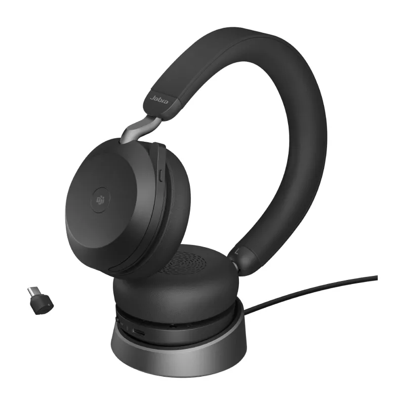 Jabra Evolve2 75 - USB-C MS Teams su stovo stalu - juoda, laidinis ir belaidis, skambučiai/muzika, 20 - 20000 Hz, 197 g, ausinės, juoda