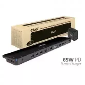 CLUB3D UNIVERSAL USB Gen1 Type-C Triple Display Dynamic PD Įkrovimo Stotelė su 65 W maitinimo šaltiniu (VGA, HDMI, DP, ETHERNET)
