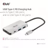 CLUB3D USB Gen2 Type-C PD įkrovimo šakotuvas su 2x Type-C 10G prievadais ir 2x USB Type-A 10G prievadais