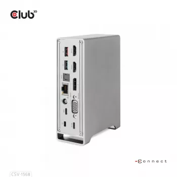Docking stotelė CLUB3D CSV-1568 metaliniu korpusu, USB Gen2 Type-C, USB Gen2 Type-A, HDMI, DP, VGA, RJ45, 120W
