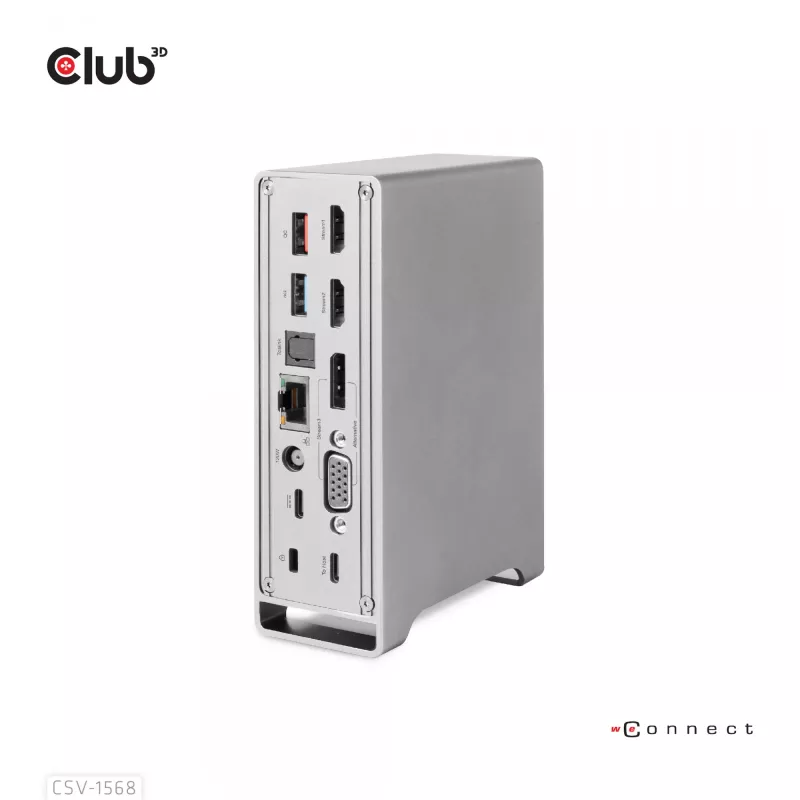 Docking stotelė CLUB3D CSV-1568 metaliniu korpusu, USB Gen2 Type-C, USB Gen2 Type-A, HDMI, DP, VGA, RJ45, 120W