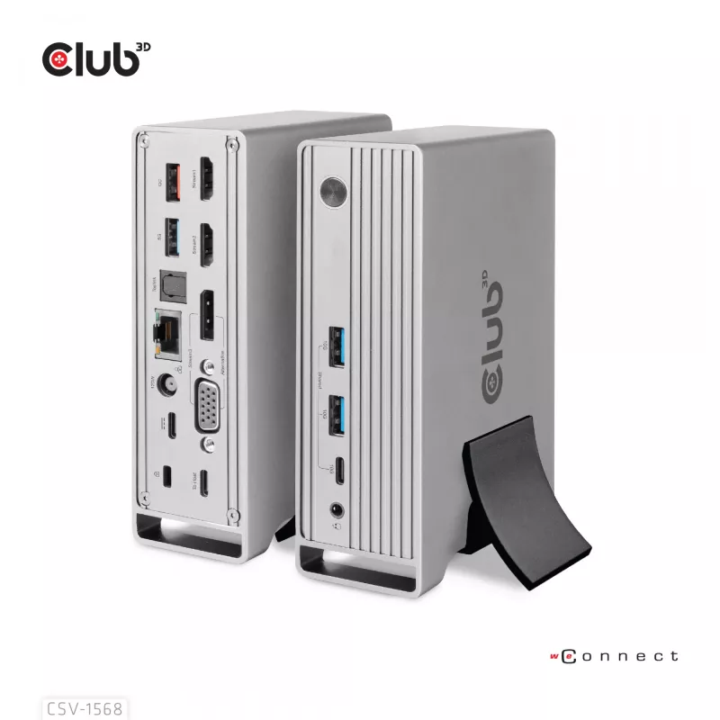 Docking stotelė CLUB3D CSV-1568 metaliniu korpusu, USB Gen2 Type-C, USB Gen2 Type-A, HDMI, DP, VGA, RJ45, 120W