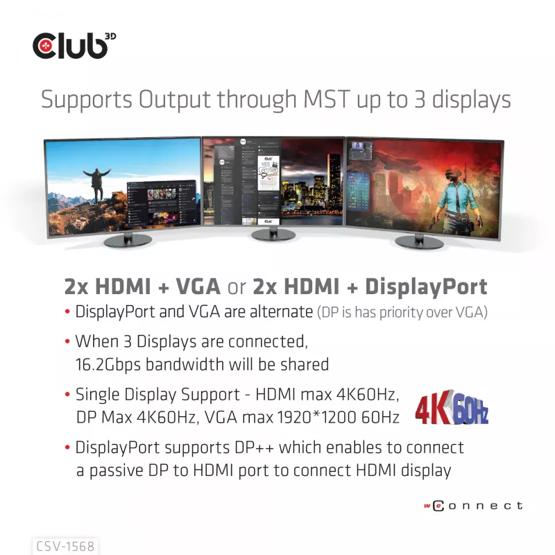 Docking stotelė CLUB3D CSV-1568 metaliniu korpusu, USB Gen2 Type-C, USB Gen2 Type-A, HDMI, DP, VGA, RJ45, 120W