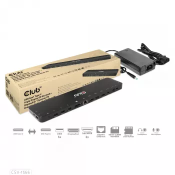 CLUB3D USB Gen1 Type-C Triple Display DP Alt mode Displaylink dinaminis PD įkrovimo dokas su 120 W maitinimo šaltiniu