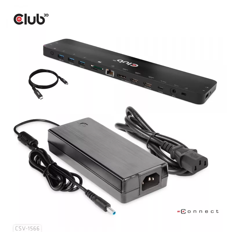 CLUB3D USB Gen1 Type-C Triple Display DP Alt mode Displaylink dinaminis PD įkrovimo dokas su 120 W maitinimo šaltiniu
