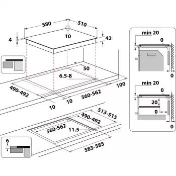Indukcinė kaitlentė WHIRLPOOL AKT 801/NE — 4 zonų, 60 cm, jutiklinis valdymas, juoda stiklo keramika