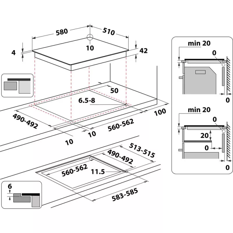Indukcinė kaitlentė WHIRLPOOL AKT 801/NE — 4 zonų, 60 cm, jutiklinis valdymas, juoda stiklo keramika