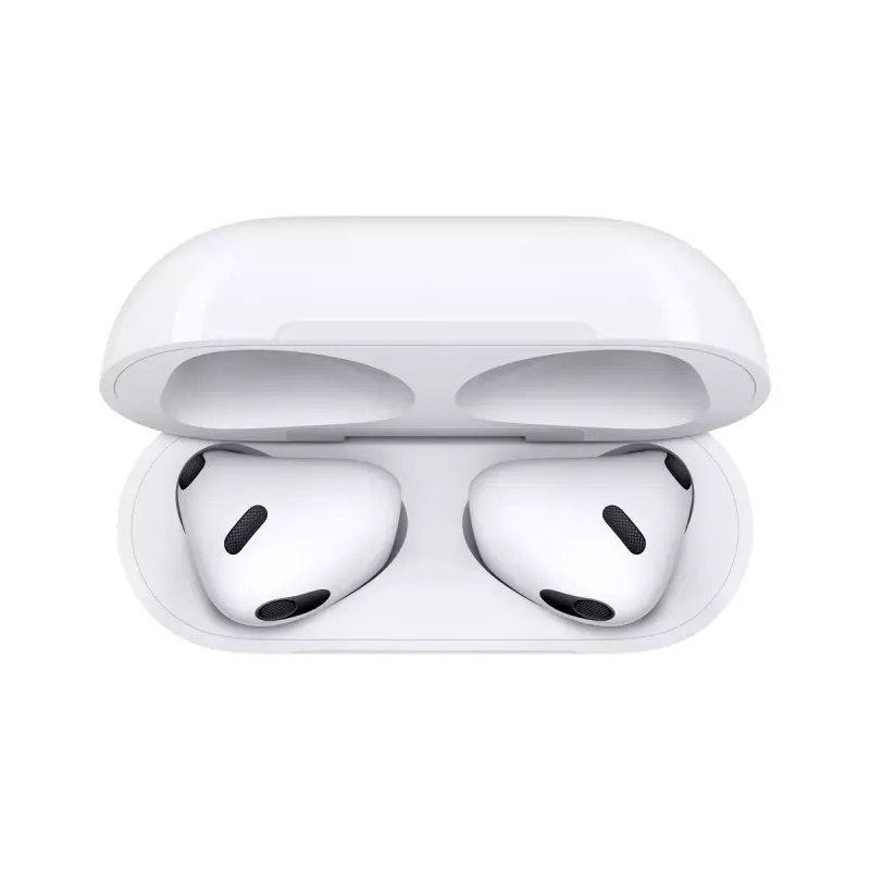 “Apple” “AirPods” 3 kartos + “MagSafe” įkrovimo dėklas Skambučiai/Muzika “Bluetooth” Balti
