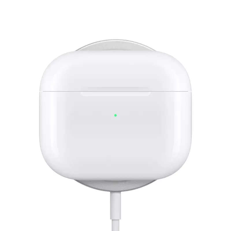 “Apple” “AirPods” 3 kartos + “MagSafe” įkrovimo dėklas Skambučiai/Muzika “Bluetooth” Balti
