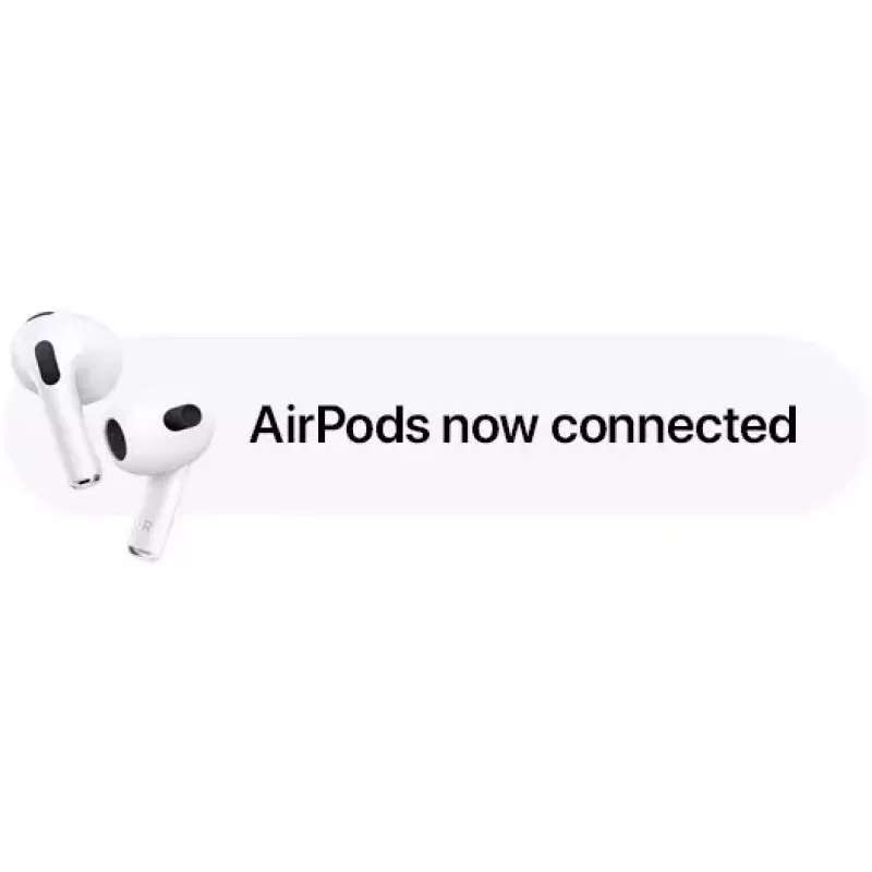 “Apple” “AirPods” 3 kartos + “MagSafe” įkrovimo dėklas Skambučiai/Muzika “Bluetooth” Balti