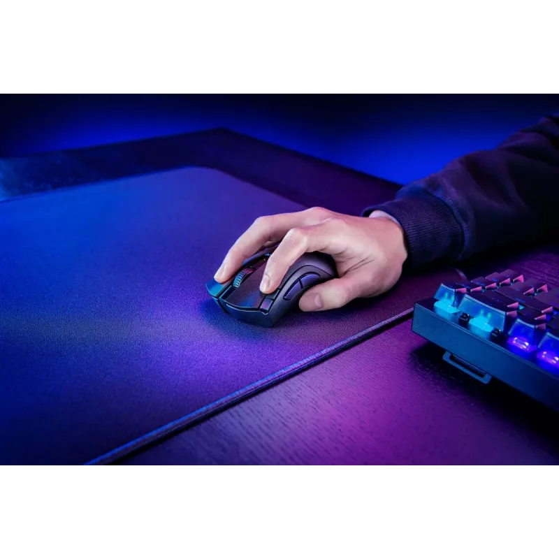 Žaidimų pelė Razer DeathAdder V2 X HyperSpeed – dešinei rankai, belaidė 2,4 GHz / Bluetooth, 14 000 DPI, 7 mygtukai, AA baterija, 103 g, juoda